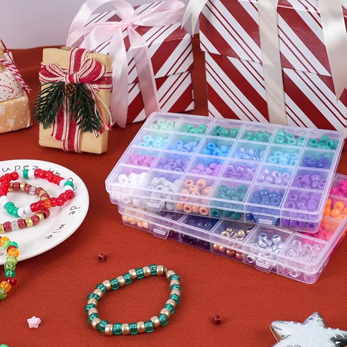 QUEFE 1900pcs,48 Colors, Pony Beads Bracelet Making Kit, Rainbow Kandi Beads Friendship Bracelet Kit, Letter Beads For Jewelry Making with Elastic Strings for Bracelet Necklace Making, Craft Gifts Set
