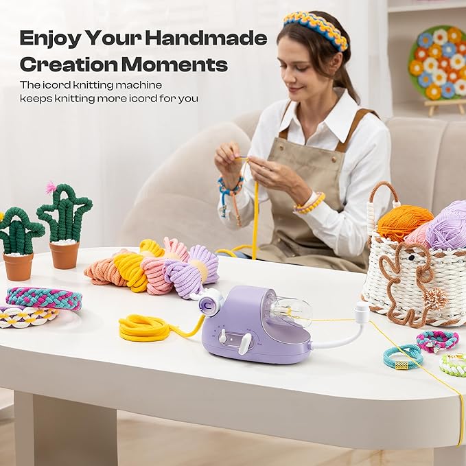Caydo Automatic i Cord Knitting Machine Pro, Electric iCord Knitter for Fast DIY Handmade Crafts, Hands-Free Yarn Knitter to Make Flower Handicrafts & Romantic Gift, Ideal Present for Crocheters