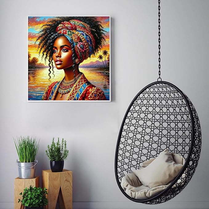 CZYWJMEI 5D Diamond Painting Kits for Adults Beginners,DIY Indian Woman Diamond Art,Full Round Drill Diamond Dot Gem Art Kits,Home Wall Decor 13.7x13.7 Inch