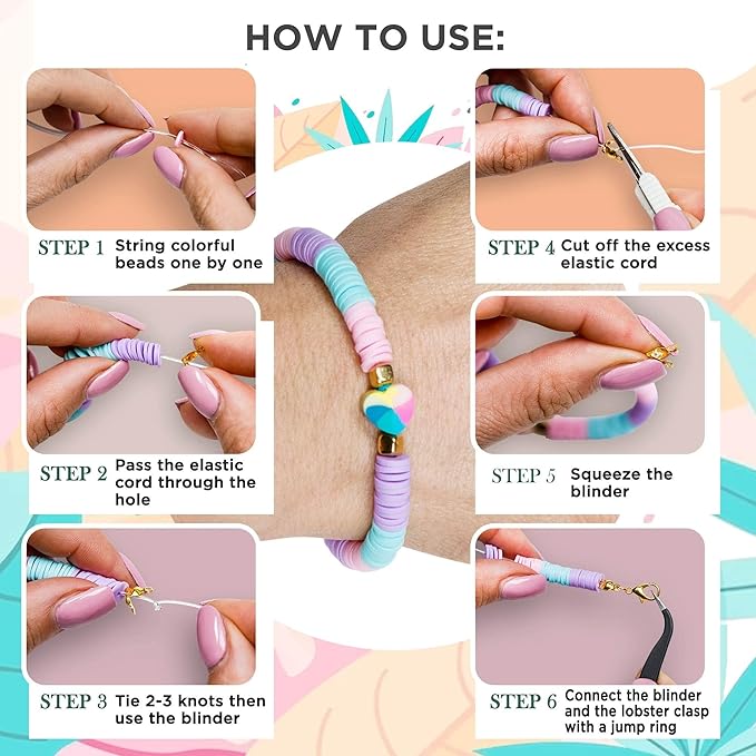 6525 Pcs Bracelet Making Kit for Beginners, Friendship Bracelet Making Kit for Girls Teens Adults, Includes Letters Beads & Smiley Beads, Polymer Clay Beads Jewelry Making Kit with 2 Storage Boxes
