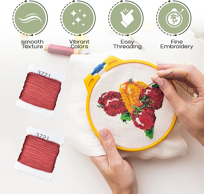 Embroidery Floss Kit and Refills - Cotton Threads - DMC Color Coding for Cross Stitch, String Crafts, Friendship Bracelets