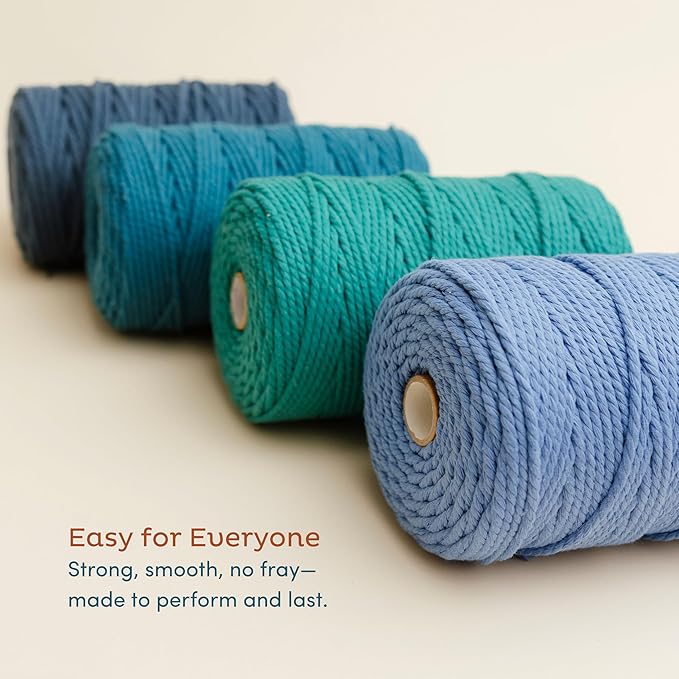 Nook Theory Macrame Cord - 4mm 109 Yards Cotton Rope, 3mm 5mm Yarn, String for Crafts, Perfect for Macrame Wall Hanging and Boho Decorations (Mustard)