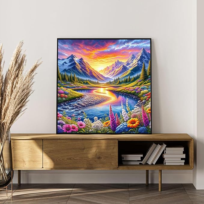 Paint by Numbers Kit for Adults Beginner Snow Mountain, Adult Paint by Number Kits on Canvas, Natural Landscapes DIY Acrylic Oil Painting by Numbers for Adults, Perfect for Home Wall Decor 16X16 Inch