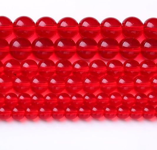 Red Glass Stone Beads for Jewelry Making Gemstone Round Crystal Bracelet Necklace 1 Strand 15.5inch 4MM