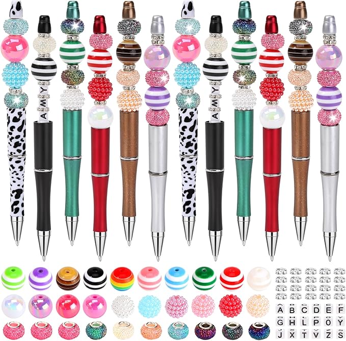 Zifengcer 192Pieces DIY Beaded Pens Kit - Beads beadable Supplies Bulk Diamond Art Pen,Beads for pens Making kit