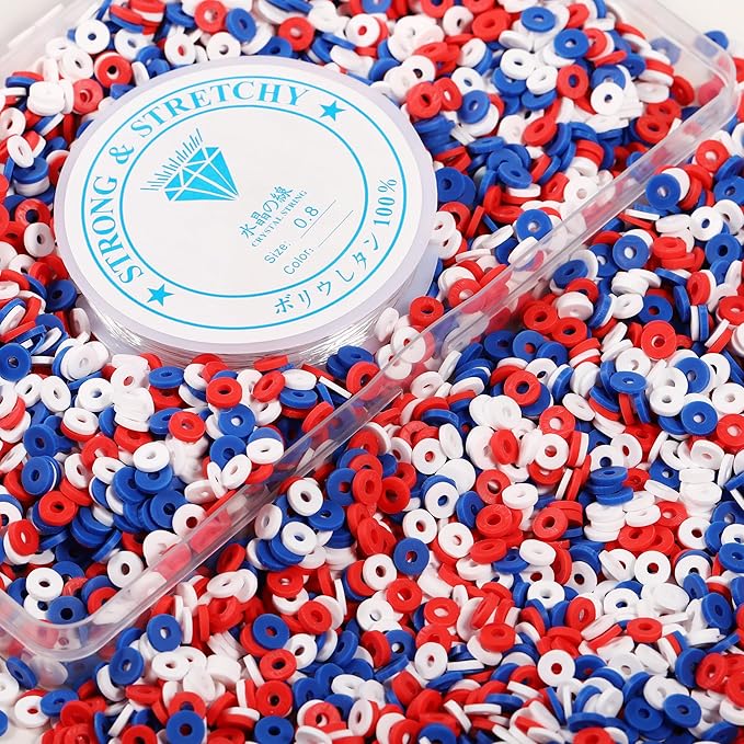 4000 Pcs Clay Beads for Bracelets Making, Polymer Spacer Flat DIY for Jewelry Necklace Earring Making Kit, Preppy Aesthetic Heishi Heshie Thin Disk Beads Assortments Set 4 6 8MM (3 Color, 6MM)