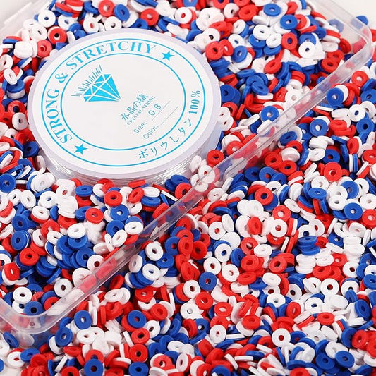 4000 Pcs Clay Beads for Bracelets Making, Polymer Spacer Flat DIY for Jewelry Necklace Earring Making Kit, Preppy Aesthetic Heishi Heshie Thin Disk Beads Assortments Set 4 6 8MM (3 Color, 6MM)