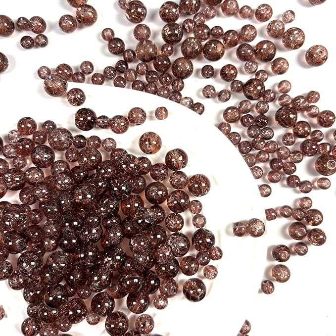 Glass Beads for Jewelry Making, 315Pcs Crackle Round 6/8/10mm Crystal Beads for Bracelet Craft Necklace Earring Making Wine Charms Wind Chimes, Medium Violet Color