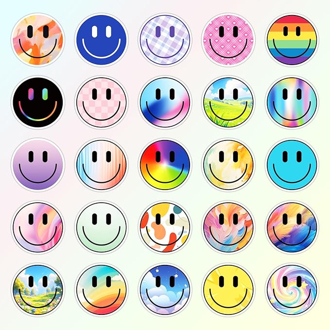 wercokt 50pcs smiling face stickers, cute water bottle stickers for kids, for teaching rewards, notebooks, stationery, luggage, cartoon pvc happy sticker