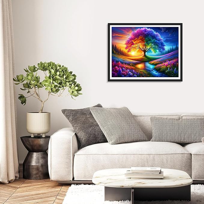 ijbnhd Tree of Life Diamond Art Kits for Adults, Tree of Life Diamond Painting Kits for Adults, DIY Full Drill Gem Art Crystal Rhinestone for Wall Home Decor 16X12inch