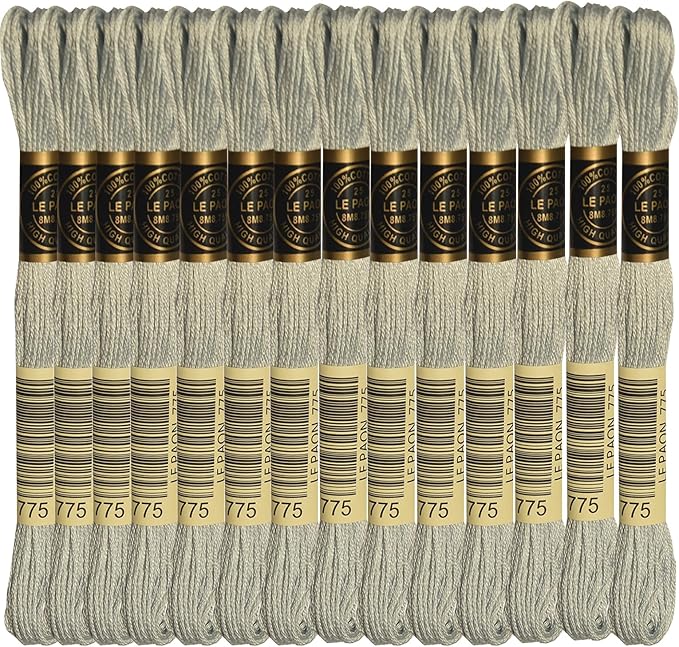 LE PAON Embroidery Floss, 14-Pack Six Strands 100% Long Staple Cotton Embroidery Thread, 8.7-Yard，Color Number：775, Very Light Baby Blue
