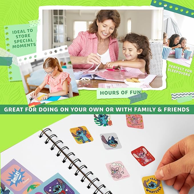 Disney Stitch Scrapbook Kit for Kids Teenagers Craft Set Art Supplies Stickers Feathers Stamps Gel Pens - Gifts for Girls
