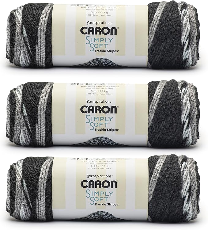 Caron Simply Soft Freckle Stone Yarn - 3 Pack of 5oz/141g - Acrylic - #4 Worsted (Medium) - 235 Yards - Knitting & Crochet
