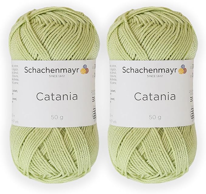 2 Skein/Pack Schachenmayr (SMC) Catania Originals Yarn, Each Ball 1.76 Oz (50gr) / 136 Yards (125 m), 100% Mercerized Cotton for Knitting and Crochet Yarn, Sport Weight, 392 - Yellow Green