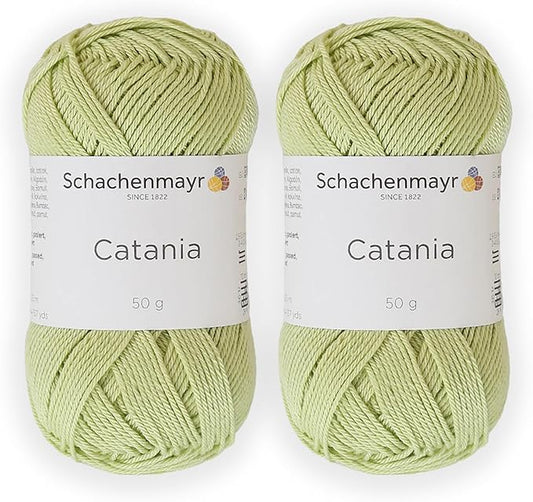 2 Skein/Pack Schachenmayr (SMC) Catania Originals Yarn, Each Ball 1.76 Oz (50gr) / 136 Yards (125 m), 100% Mercerized Cotton for Knitting and Crochet Yarn, Sport Weight, 392 - Yellow Green