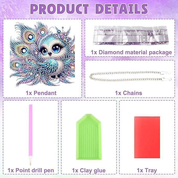 DOMROM Peacock Diamond Art Hanging Kit for Adult, Special Shaped Rhinestone, 5D Diamond Art Painting Window Pendants, Home Wall Art Hanging Kits, Double Sided Hanging Ornament 5.1x7.6in