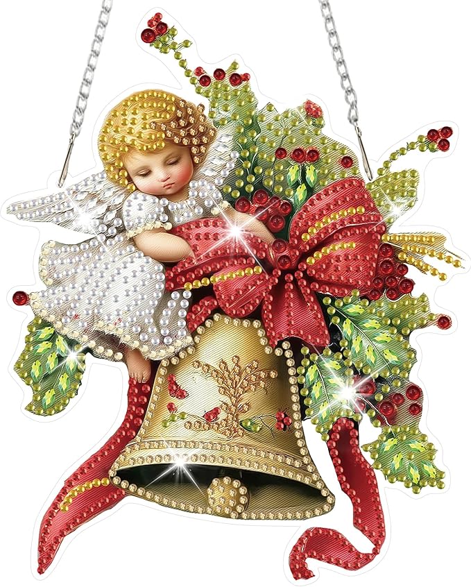 HEIBAGO Angel Diamond Art Hanging Kits for Adults Kids, 5D Special Shaped Crystal Diamond Painting Kit Cupid, DIY Pattern Window Pendant Gem Art Kit for Home Wall Decor 8.3 x 8.3 Inch