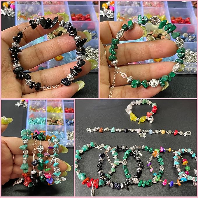 xmada jewelry making supplies kit - 1587 pcs beads, crystal beads, jewelry pliers, beading wire, earring hooks, rings, bracelets for girls and adults
