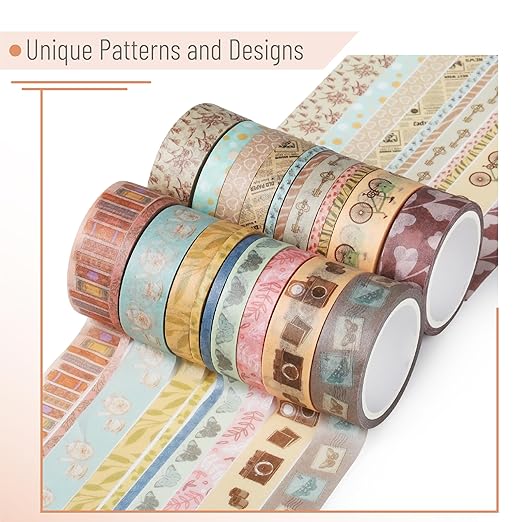 Mr. Pen- Washi Tape Set, 21 Rolls, Assorted Sizes, Vintage Charm Design, Washi Tape for Journaling