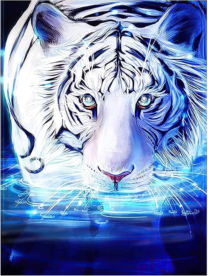 NAIMOER Tiger Diamond Art Kits for Adults, Full Drill 5d Diamond Art Animals Diamond Art Kits Gem Art Painting Rhinestone for Home Wall Art Decor 30x40 cm