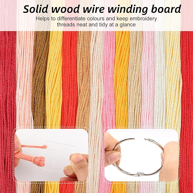 53 Pcs Clear Acrylic Embroidery Floss Drops,Hinged Ring Thread Bobbins for Cross Stitch Sewing,Organizers for Thread Storage DIY Craft Supplies(Style B)