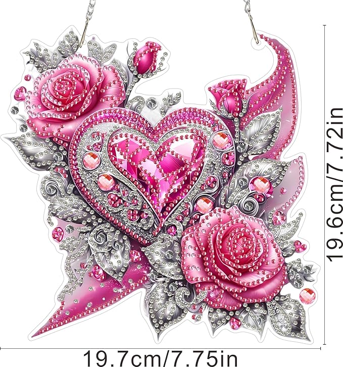 ZeeLionArt Hanging Diamonds Art kit for Adult,DIY Valentine's Day Pendant Diamond Painting Art,7.7x7.7in Acrylic Diamonds Painting Board Kit Ornament, Special Crystal Diamond Hanging Ornament