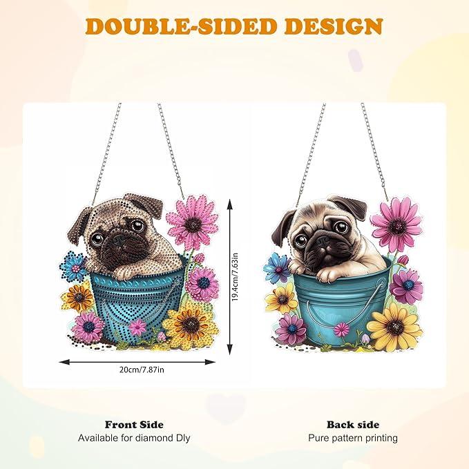 HEIBAGO Dog Diamond Art Hanging Kits for Adults, Diamond Art Suncatchers, 5D Special Shape Diamond Painting Pendant, DIY Window Ornament Gifts for Home Garden Door Wall Decor 8.3 x 8.3 Inch