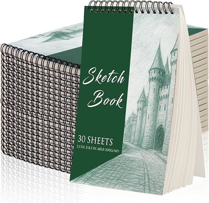 DINGIXOC 20 Pack Small Sketchbooks, 5.5" x 8.5" Mini Sketch Pad, Top Spiral Bound, 68lb/100gsm, Blank Books for Kids to Write Stories, Drawing & Painting(30 Sheets Each)