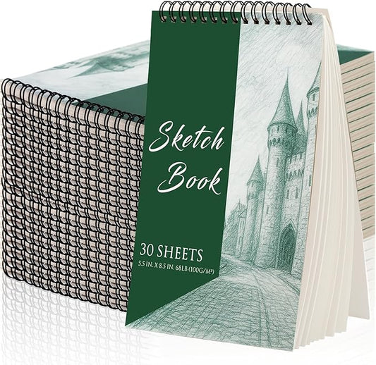 DINGIXOC 20 Pack Small Sketchbooks, 5.5" x 8.5" Mini Sketch Pad, Top Spiral Bound, 68lb/100gsm, Blank Books for Kids to Write Stories, Drawing & Painting(30 Sheets Each)