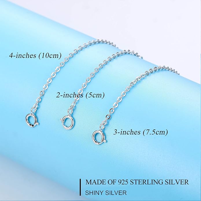 3 Pcs 925 Sterling Silver Necklace Extenders for Women Durable Strong Removable Necklace Bracelet Anklet Extension Jewelry Making Chains