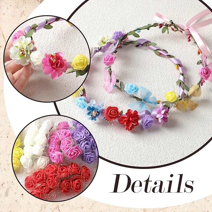DIY Flower Crowns Making Kit, 145 Pcs Butterfly Rose Floral Headband Craft Kit, Handmade Creativity Fairy Flower Hair Accessories Set for Women Birthday Party Make Your Own Arts Creative Gifts