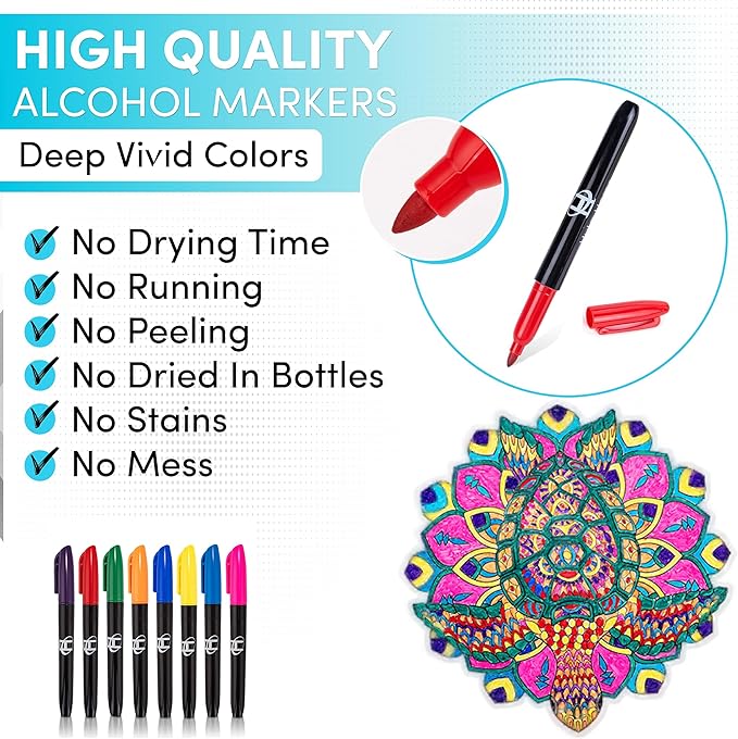 Hula Home Stained Glass Mandala Art Kit - Animal DIY Window Clings with Markers, 10 Suncatchers - Perfect Hobby for Adults, Kids, Teens & Seniors - Ideal Gift for Beginners, Women & Elderly - New