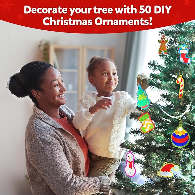 skillmatics foil fun - christmas ornaments, mess free art for kids, festive holiday craft kits, diy decor creative activity, gifts for girls & boys ages 4, 5, 6, 7, 8, 9, and up