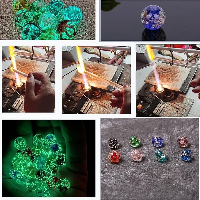 200 PCS 8mm Glow in The Dark Beads Bulk Round Luminous Glass Beads with Holes for Jewelry Making Bracelets Earrings Necklace Glow Loose Spacer Ball Bead DIY Craft Kit (Mixed Color)