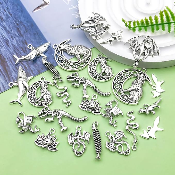 Sailanzi 48pcs antique silver novel animal set Pendant Jewelry Making DIY Keychain Earrings Pendant Various Design Charms for Jewelry Making Bracelets Necklace (SN1063)