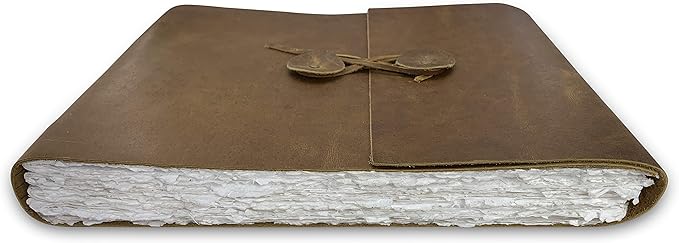 Wanderings Leather Watercolor Journal - 10x12.5 - Large Genuine Leather Album with Handmade Deckle Edge Paper for Watercolor Albums, Art Journal, Scrapbook, Sketchbook, Drawing Pad- 350 GSM