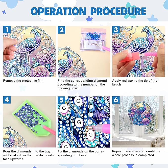 MAXBYE Peacock Animal Hanging Diamond Art Painting Kits for Adults Beginners, DIY 5D Special Shaped Crystal Painting Diamond Kits Hanging Ornament for Gift Home Wall Door Decor
