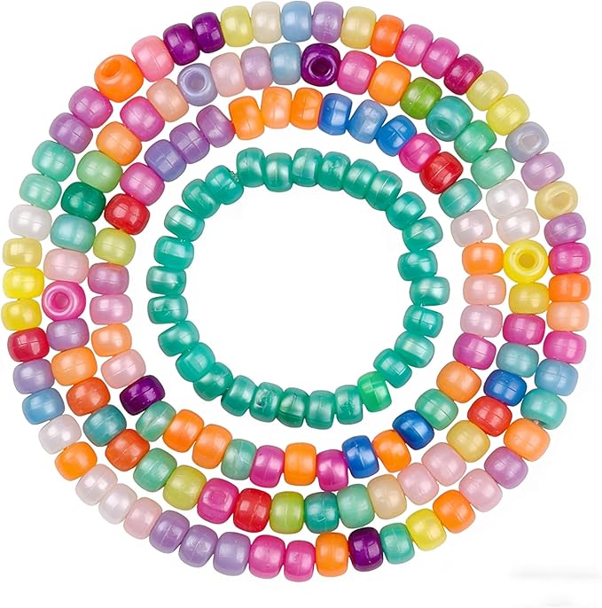1000pcs Pony Beads, 15 Color Kandi Beads for Bracelets Making Kit, Hair Braids Crafts Jewelry Making Crafts Friendship Necklace Earrings DIY (Pearlescent Mixed Color)