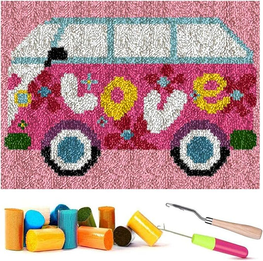 Puzamen Latch Hook Rugs Kits for Adults Beginners, 16 * 24inch Large Latch Hook Rug Making Kit with Precut Yarns Coded Canvas