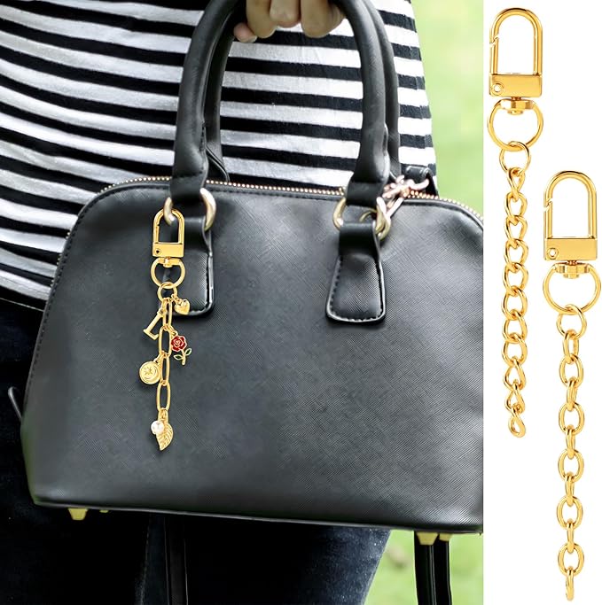 20pcs Gold Keychain Making Kit, Key Ring Swivel Snap Hook Chains, Extender Keychain Bag Charm Kits for DIY Crafts Jewelry Making Handbag Purses- 4 Styles