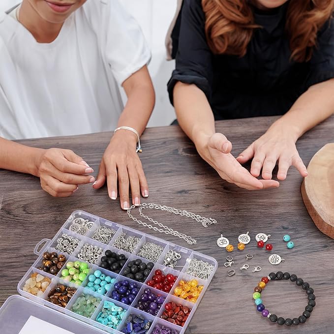 Raicegs Chakra Beads for Jewelry Making Real Natural Stone Beads for Bracelets Making Kits Healing Crystals Gemstone for Necklace Earring Making for Adult Women Men