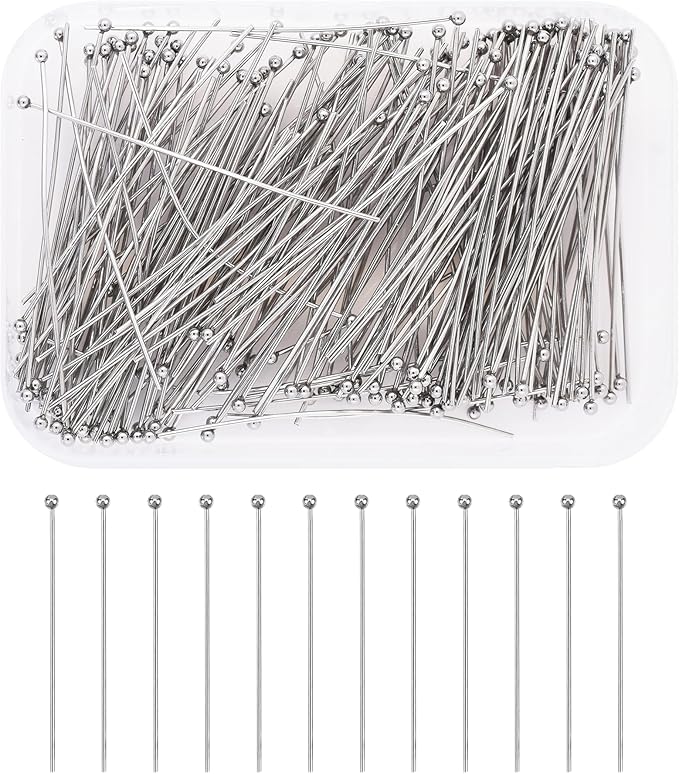 Mandala Crafts 2 Inch Stainless Steel Ball Head Pins for Jewelry Making Earring Making Supplies - 200 Jewelry Findings for Making Earrings DIY Bracelets Rosary Charms