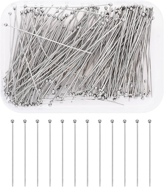 Mandala Crafts 2 Inch Stainless Steel Ball Head Pins for Jewelry Making Earring Making Supplies - 200 Jewelry Findings for Making Earrings DIY Bracelets Rosary Charms