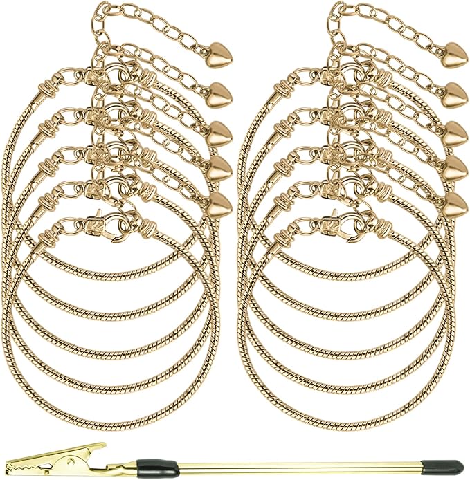 10PCS Snake Chain Charm Bracelet with Bracelet Helper Adjustable Snake Bracelet Chains with Lobster Clasp Extender Chain for Women DIY Jewelry Making Supplies