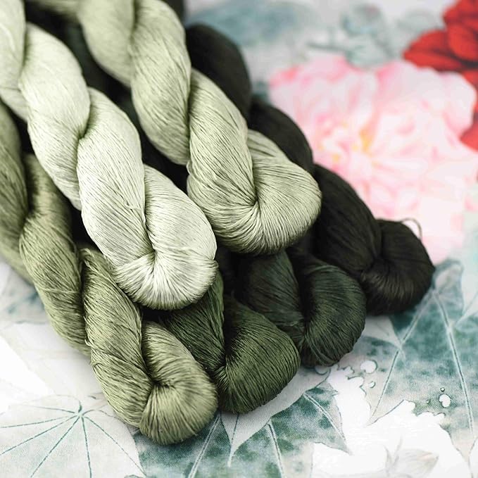 Natural 100% Silk Thread, Handmade Embroidery Thread Silk Floss 6 Colors 110m Each (32)
