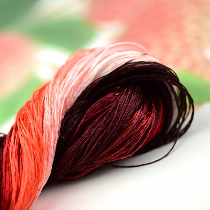 Natural Silk Thread – 13 Colors, 110m Each, Handmade Silk Embroidery Floss for Hand Embroidery, Cross-Stitch, and Needlework Projects