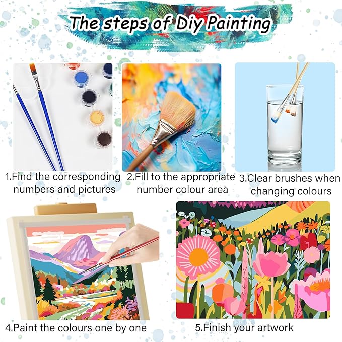 2 Pack Paint by Numbers Kit for Adults Beginners - 12x16 Inch DIY Painting with Numbers for Adults Mountains Kits on Canvas,Wander Painting by Number for Adult Home Decor