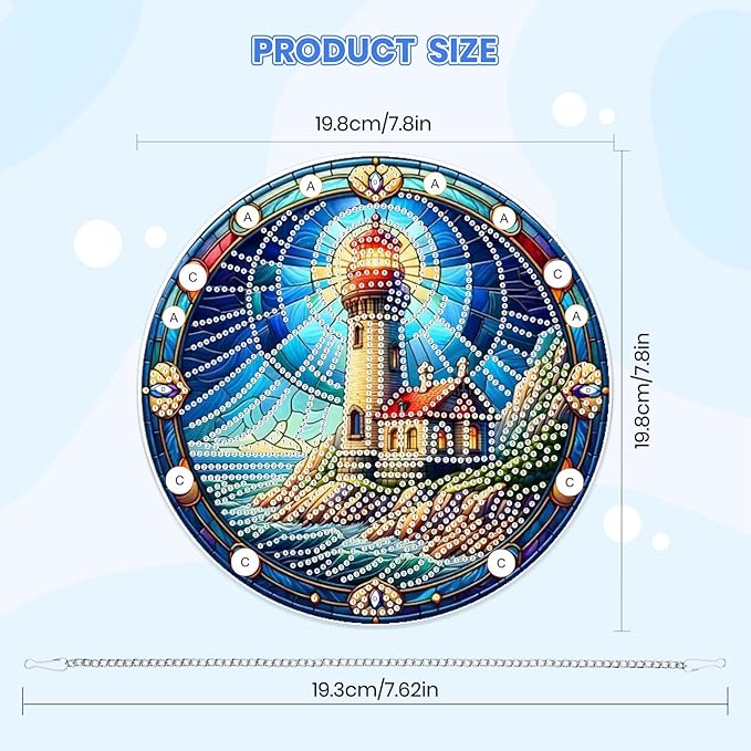 MOGTAA Hanging Diamond Art Painting Pendant Kits, 5D Lighthouse Diamond Art Kits for Adults, DIY Landscape Diamond Painting Kits Special Crystal Gem Art for Home Decor
