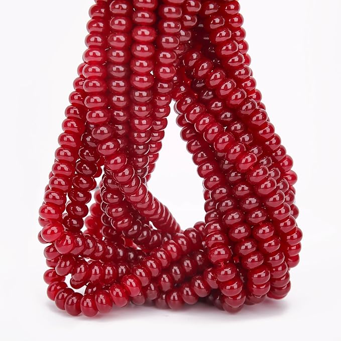 2 Strands (150PCs) Garnet Jade Rondelle Beads, 5 * 8mm Gemstone Loose Spacer Abacus Disk Beads for DIY Bracelet Necklace Earrings Jewelry Making, Craft Supplies Beading Kit