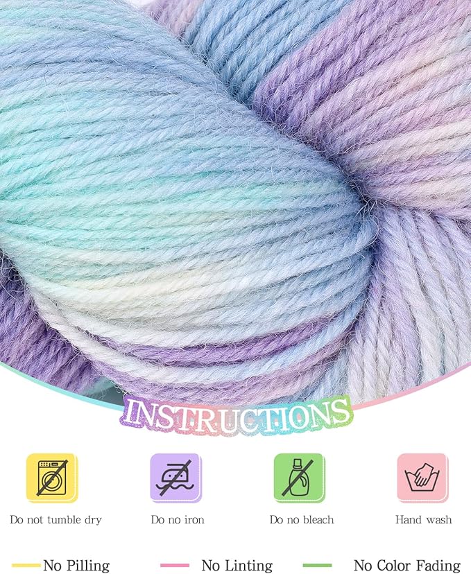Katech Wool Yarn for Crocheting- 10.58 oz/ 300g Gradient Yarn Wool 52%, Cashmere 10%, Polyester 38%, 885 yds/ 810m Hand Dyed Cashmere Yarns for Knitting Socks Sweater Shawl-Orange Pink
